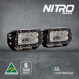 NITRO MAXX 7" LED LIGHT BAR PAIR - 4000K - BLACK RIM